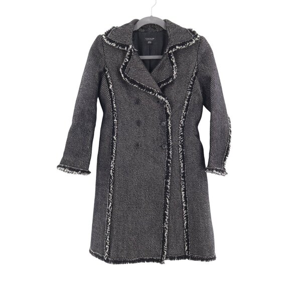 Strenesse Gabriele Strehle Angora Wool Peacoat Womens 8 Black White Vintage 90's - Picture 1 of 16
